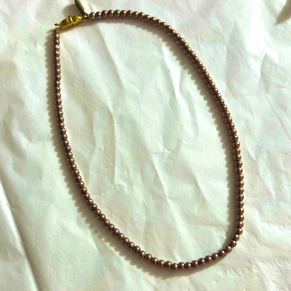 Vintage Kissaka brown simulated pearl choker necklace